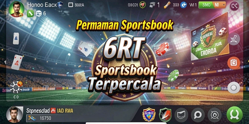 Screenshot 6RT menunjukkan tampilan penuh fitur Sportsbook.