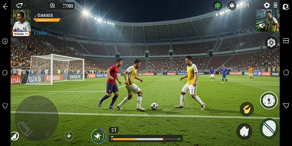 Tangkapan layar C7890 menunjukkan aksi seru di lapangan sepak bola.