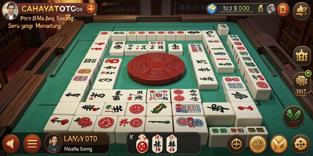 Tampilan gameplay menarik dari CAHAYATOTO dengan ubin Mahjong berwarna-warni.