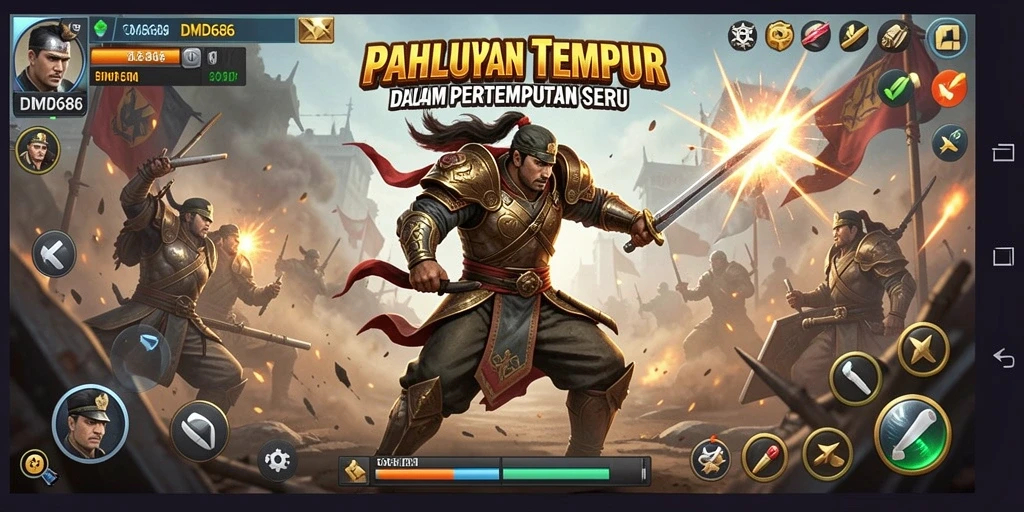 Tampilan gameplay menegangkan DMD686 dalam aksi pertempuran.