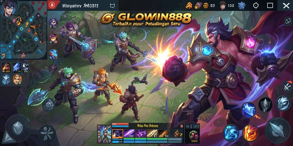 Tampilan gameplay <strong>GLOWIN88</strong> yang menegangkan dengan pertarungan tim.
