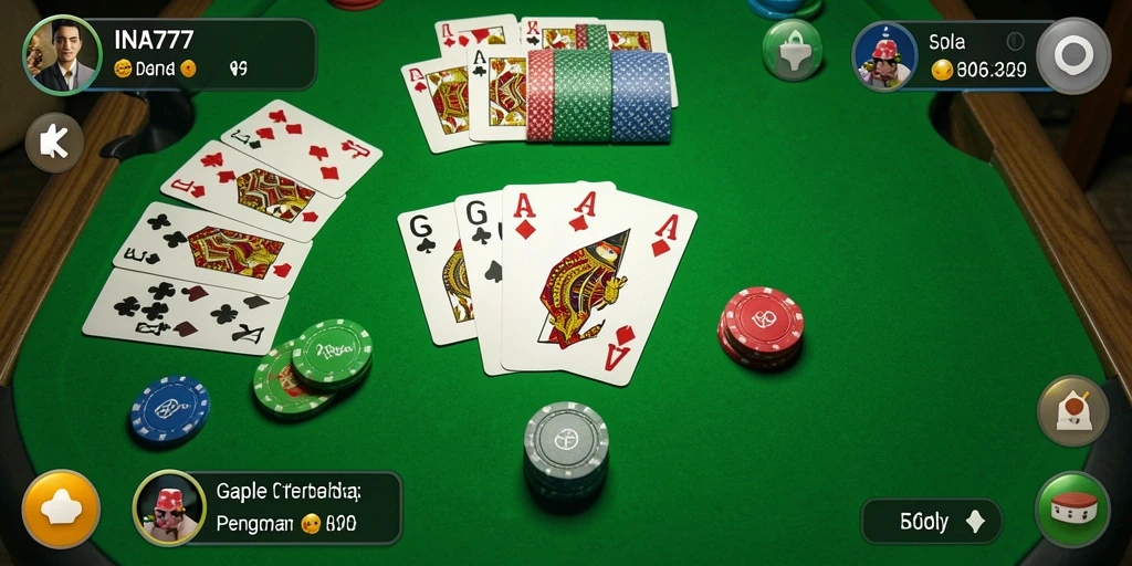 Tampilan gameplay Gaple yang seru dan menarik di INA777.
