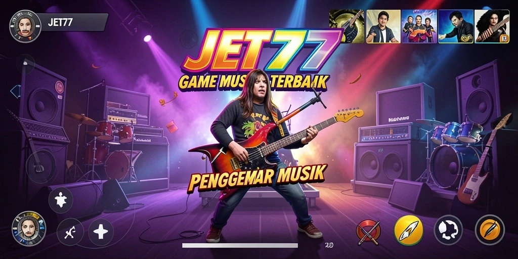 Screenshot gameplay JET77 yang menampilkan keseruan bermain musik.