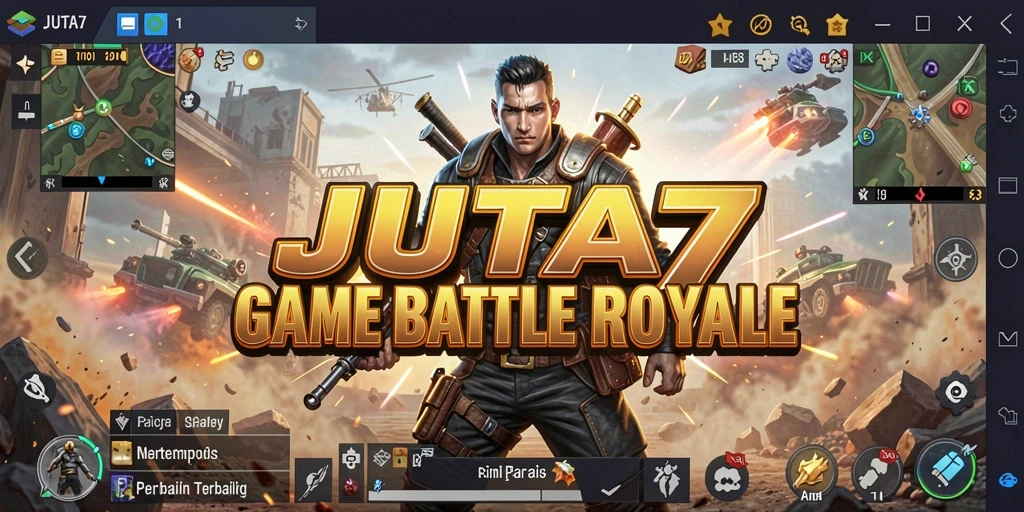 Tangkapan layar JUTA7 menampilkan aksi pertarungan intens dalam Battle Royale.