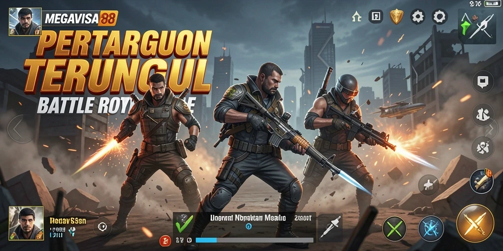 Tangkapan layar gameplay seru MEGAVISA88 dalam pertarungan Battle Royale.