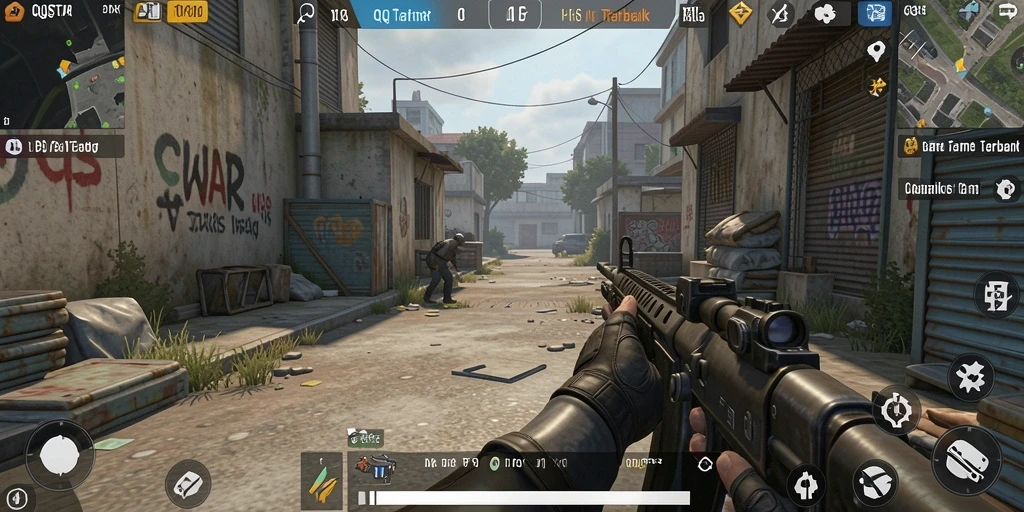 Tangkapan layar gameplay QQSTAR menampilkan pertempuran intens di battlefield.