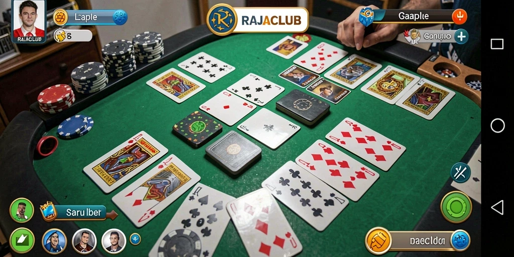 Tampilan gameplay seru dalam game Gaple RAJACLUB.