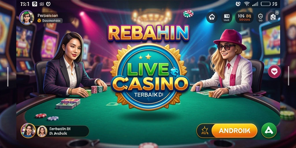 Tampilan screenshot menunjukkan dealer langsung dan permainan yang seru.