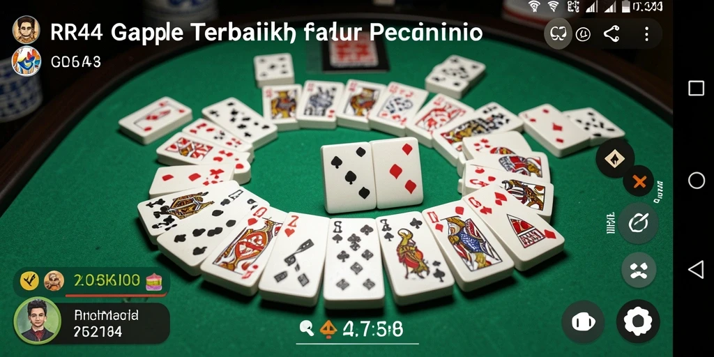 Screenshot gameplay RR44 menampilkan aksi menarik dalam permainan Gaple.