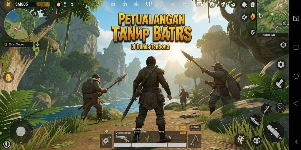Screenshot SM605 menampilkan petualangan seru di dunia terbuka.