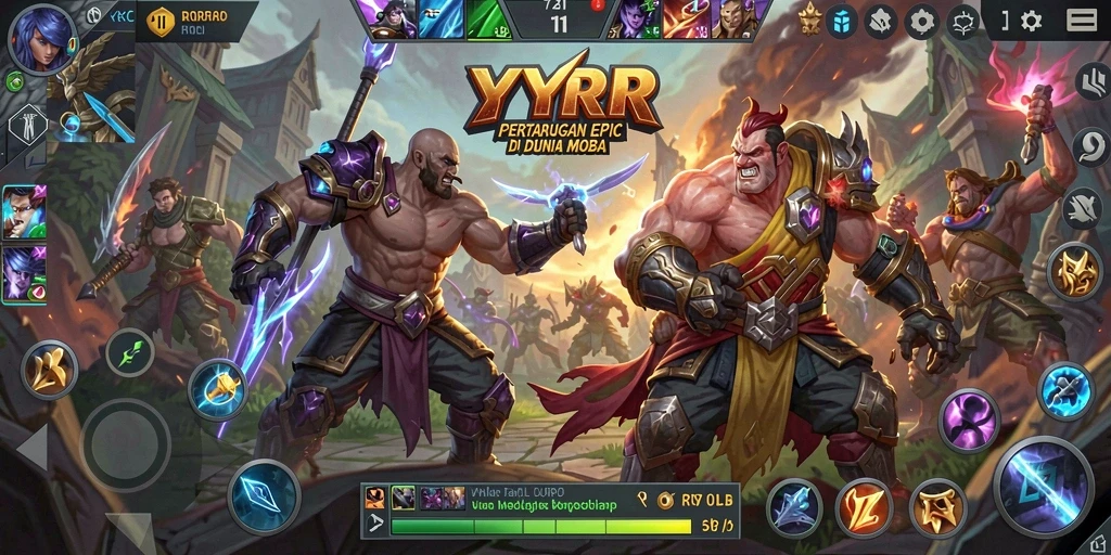 Tampilan gameplay seru dalam pertarungan tim YYRR.